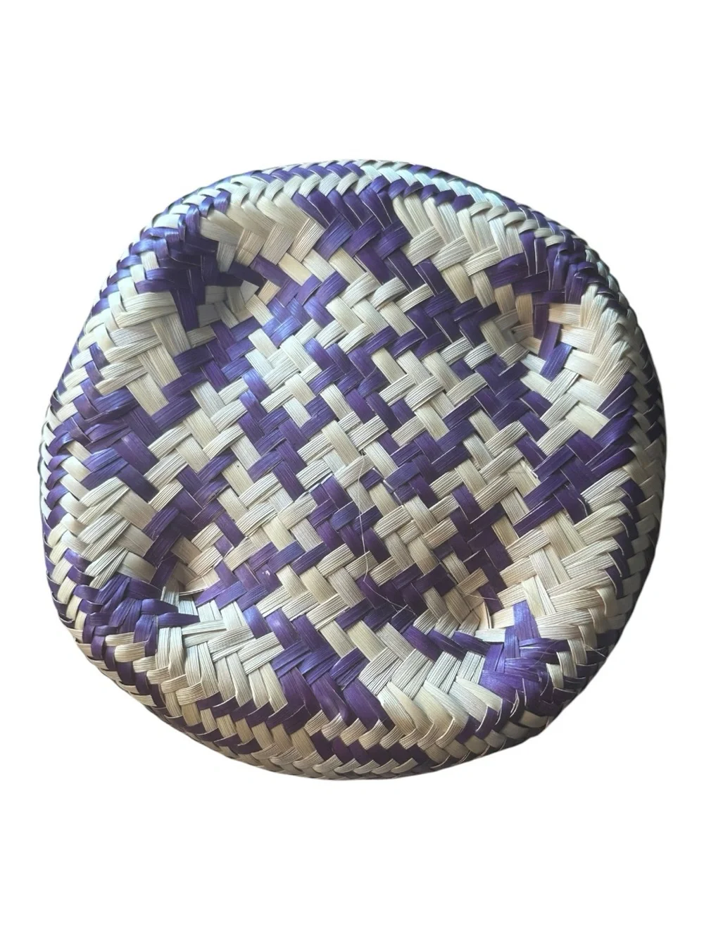 GlobeIn Handwoven Basket w Lid Emilia Garcia Martinez Oaxaca Mexico Purple